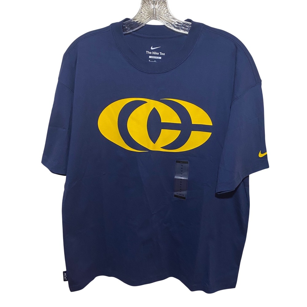 Nike Caitlin Clark Loose Fit Basketball T-Shirt Navy Blue Yellow Mens M NWT